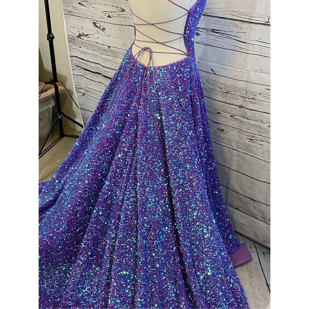 Amarra Sequin Purple Formal Gown Size 6 - Picture 10 of 16